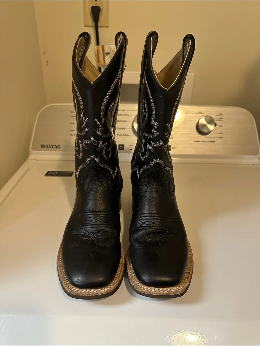 Kids Black Western Cowboy Boots with Contrast Stitching